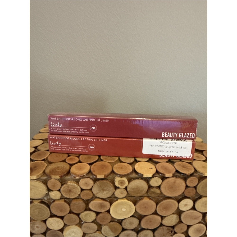 2 Shades Beauty Glazed‎ Waterproof Lip Liner Vintage Brick And Coral Cream NIB
